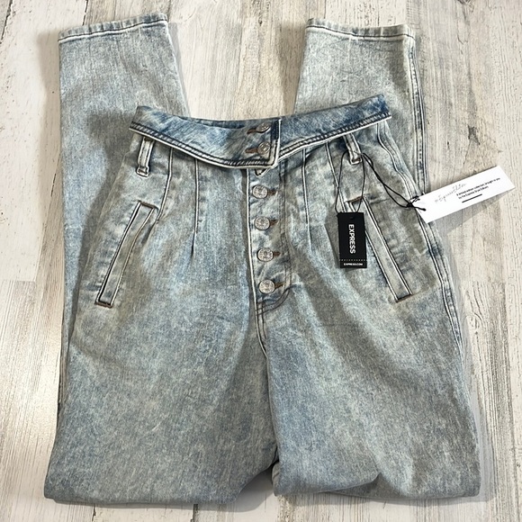 Express Denim - Express Editor Button Fly Acid Wash Jeans Size 00 NWT